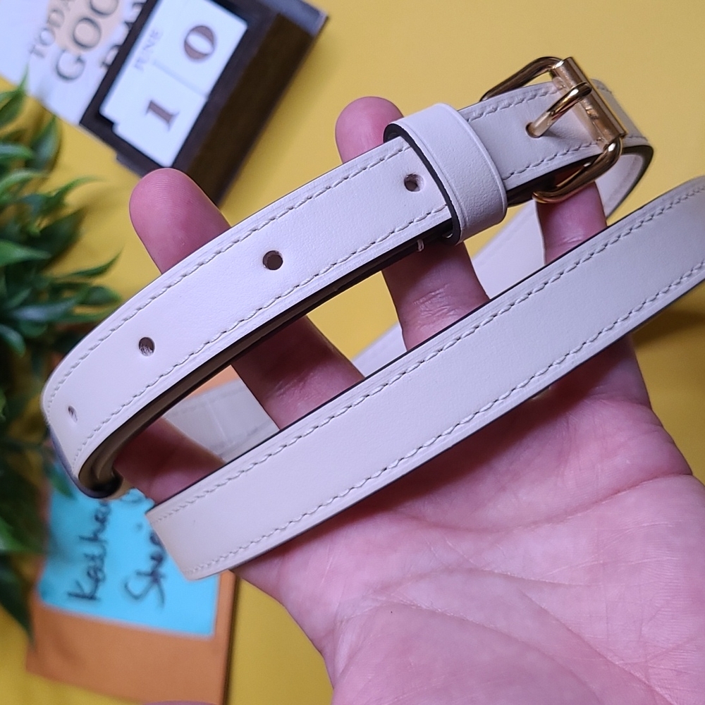 BNEW UNUSED LOUIS VUITTON OFF WHITE ADJUSTABLE CROSSBODY LEATHER STRAP GOLD HW - Picture 6 of 10